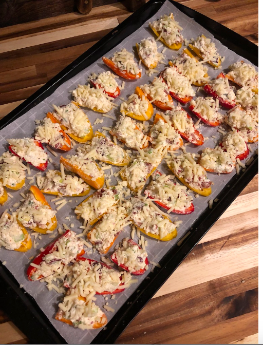 sausage and cream cheese stuffed peppers for Super Bowl game-day food
