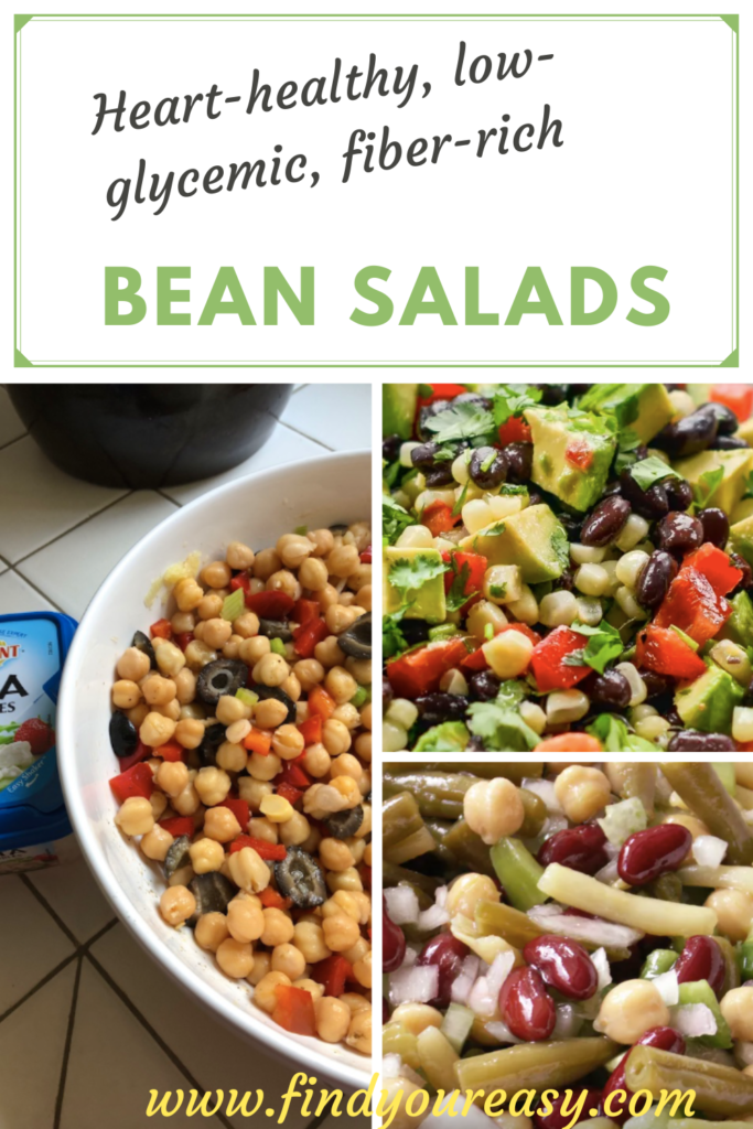 Healthy and nutritious bean salads-chickpea salad-3 bean salad-black bean salad-cannellini bean salad