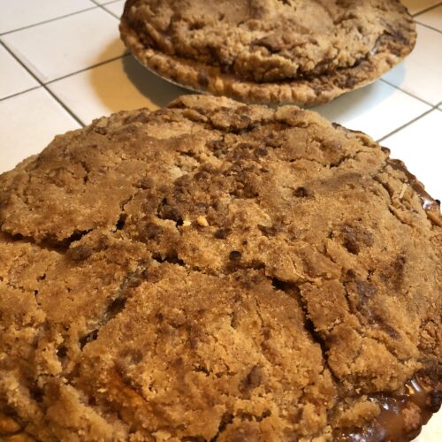 Apple crumb pies hot from the oven